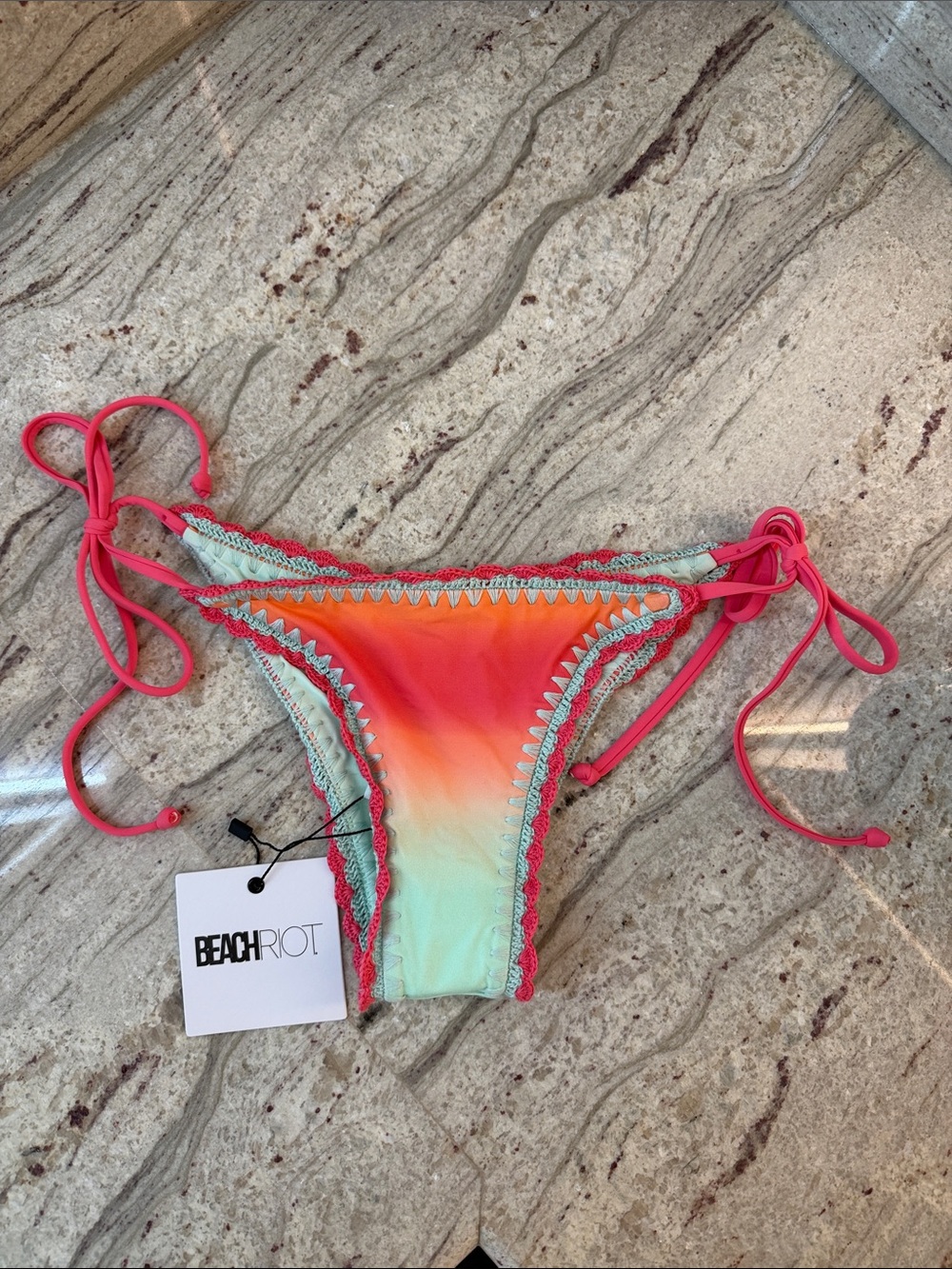 Beach Riot Coral to Mint Gradient Tie-Side Bikini Bottom
